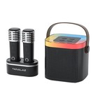 Karaoke Machine With 2 Wireless Microphones And Base  Mini Bluetooth Black