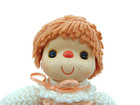 Vintage 1960s Red Hair Peach Dress Bottom Closes Hand Crocheted Bed Pillow Doll 