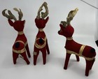 Lot Of 3 Vintage Dream Pets Dakin Red Velvet Christmas Reindeer Plush 1962 Read