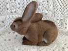 Vtg Flocked Easter Bunny Rabbit Bank   Set Of 5 Flocked Brown Yellow Bunnies