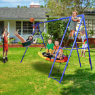 5 In 1 Metal Playground Swing Set Outdoor Kids Children Backyard Play Swingset
