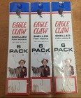 Lot Of 3  Eagle Claw Snelled Fish Hooks  6 Count Package  Size 8 Hooks  Gold