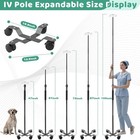 Iv Pole With Wheels 47-100in Portable Iv Floor Stand With 4 Hooks Iv Bag Holder