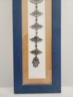 Vintage Judaica Wall Art Hebrew Blessings Hamsa Hand Silver Metal Blue Framed