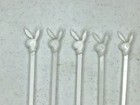 1970   s White Lot Of 5 Playboy Club Bunny Drink Swizzle Stir Sticks Stirrers 8 In