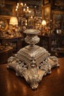 Antique Victorian Candlestick Silver-plate Candle Holder Art Nouveau Floral Deco