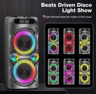 Portable 2 Wireless Microphones Karaoke Bluetooth Party Speaker With Led Lights
