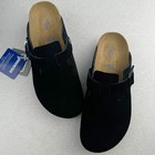 Birkenstock Boston Black Suede Soft Leather Unisex Comfort Clog Shoes Size37-45