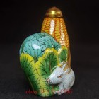 Mark China Qianlong Year Porcelain Painting Corn Ear Rabbit Statue Snuff Bottle