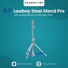 Flashpoint 5 7  Lowboy Steel Stand Pro With Leveling Leg And Combo Head  Silver