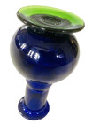 Retro Italian Art Glass Vase 7  Cobalt Blue Green Chunky Mid-century Modern Mcm