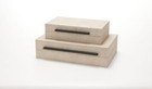 Set Of 2 Ivory Sagarin Decorative Boxes With Black Metal Handles