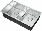 32  Double Bowl Undermount Kitchen Sink Stainless Steel Handmade Sink W  Faucet