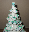 Vintage 1973 White Ceramic Mold 11  Christmas Tree Green Mini Light Bulbs 