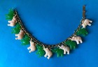 Vintage 1960s Gumball Herd Of Elephants Charm Bracelet Simulated Jade And Ivory