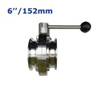 6 Inch Sanitary Stainless Steel 304 Butterfly Valve Tri Clamp Food Grade