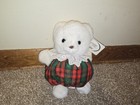 Vintage Russ Berrie Plush Teddy Bear Rare Holly Plaid Caress Soft Pets Christmas
