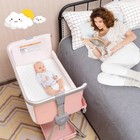 Baby Bed Side Crib Portable Adjustable Infant Travel Sleeper Bassinet Pink