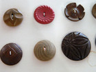 Lot 17 Antique Vintage Wood Wooden Buttons Carved On Display Card