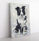 Vintage Abstract Border Collie Dog Oil Painting Print On Canvas   Pet Dog Gift