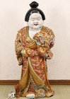 Japanese Kutani Ware Porcelain Otahuku Statue 30 31inch Okame Lucky Figurine