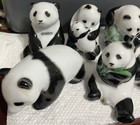 Lot Of 7 Vintage Panda Bears Ceramic Figurine s