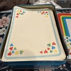 Vintage Giftco Stationary Tin Rainbow Hearts Note Paper  Made In Hong Kong
