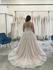 Plus Size Square Neck 3d Floral Lace Ball Gown Sparkle Tulle Train Wedding Dress