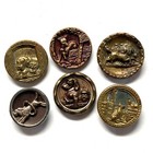 Great Little Collection Of Victorian Era Metal Dog Buttons Inc Circus  W Sphinx