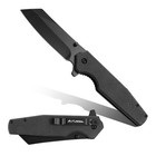 Flissa Folding Pocket Knife Tactical Knife 3 5  Stonewash Blade W micarta Handle