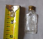 Vintage  Miniature Perfume Bottle With Embossed Glass And Brass Lid - Tres 