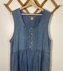 Vintage Denim Dress 1990s Cottage Jumper 100  Cotton 14