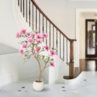 4ft Artificial Magnolia Tree With Pink Flowers  Realistic Fake Plant