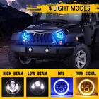 Fit For Chevy Ii nova 1969-1979 Round 7  Inch Led Headlight Halo Blue Drl Beam