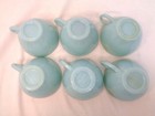 Set Of 6 Vintage Fire King Oven Ware Delphite Milk Glass Turquoise Blue Teacups