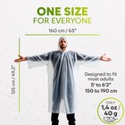 Zeno Disposable Rain Ponchos For Adults  Clear Ponchos With Sleeves   Hood  C   