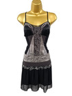Uk 10 Karen Millen Vintage Black Silk Beaded Gatsby 20 s Flapper Mini Dress