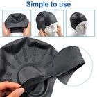 Silicone Swimming Cap With Ear Pockets For Long Hair Adults Waterproof Black