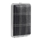 Vintage Portable Cowhide Metal Doublesided Black Cigarette Case Smoke Storagebox