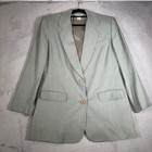 Ann Taylor Vintage Silk Cotton Blend Blazer Gray Beige Two Button Career Size 10