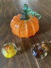 Hand Blown Glass Pumpkins Vine Halloween Fall Thanksgiving 1 Small 2 Mini