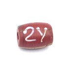 Rare Antique Venetian Brick Red Worded 37- 2y Oval Glass African Trade Beads