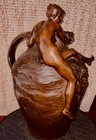 Period Art Nouveau Large Bronze Urn Vase Thiebaut Freres W insert Ledru Signed