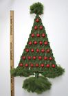 Vintage 1970s Macrame Christmas Tree With Red Wood Balls Wall Hanging Boho Retro