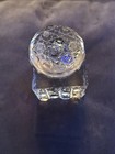 Vintage Old Handcrafted Cut Clear Crystal Inkpot Inkwell With Metal Hinged Lid