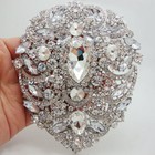 Bride 4 92  Flower Drop Pendant Bridesmaid Brooch Pin Clear Rhinestone Crystal