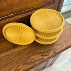 Vtg Tupperware Yellow Servalier Bowl Set 4 Lids 890-19 Sunburst Harvest Gold