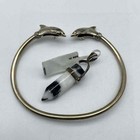 Kbn Sterling Silver 925 Dolphin Cuff Bracelet   Jasper Point Pendant Set
