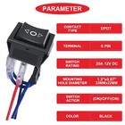 4pcs Momentary Motor Polarity Reverse Rocker Switch Dc 20a 12v Dpdt 6 Pin 3