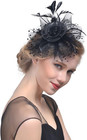 Women s Fascinators Feathers Tea Party Hat Veil Headband With Hair Clip For Cock